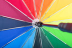 AU-44 - 545 x16kx14M Auto Open Rainbow umbrella with Black stright Plastic handle