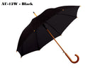 AU-12W: Deluxe Auto Open Wooden Shaft Solid Colour with Wooden Hook Handle