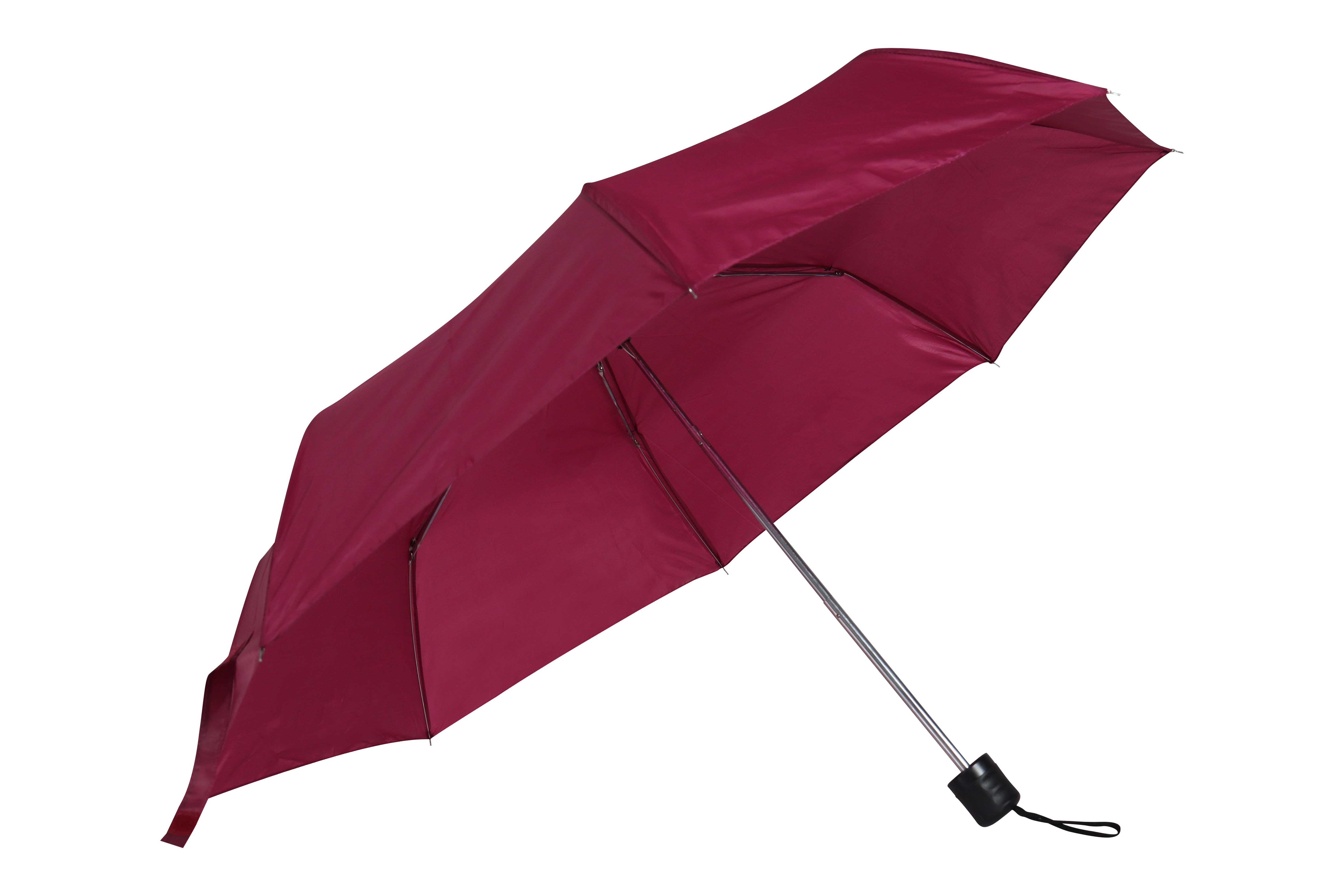 AU-20 - Mini Compact Manual Open Steel Frame Solid Colour with Plastic Handle - Maroon Colour Main image