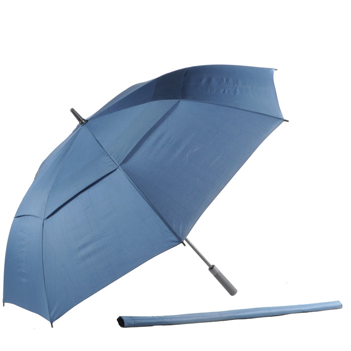 AU-59 - Golf Auto Open Fibreglass Frame Double Layer Pongee Rubberised Handle