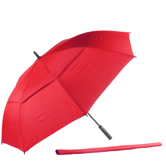 AU-59 - Golf Auto Open Fibreglass Frame Double Layer Pongee Rubberised Handle