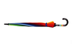 AU-46: Auto Fibreglass Ribs Metal Shaft Pongee Rainbow with Hook Leather Handle