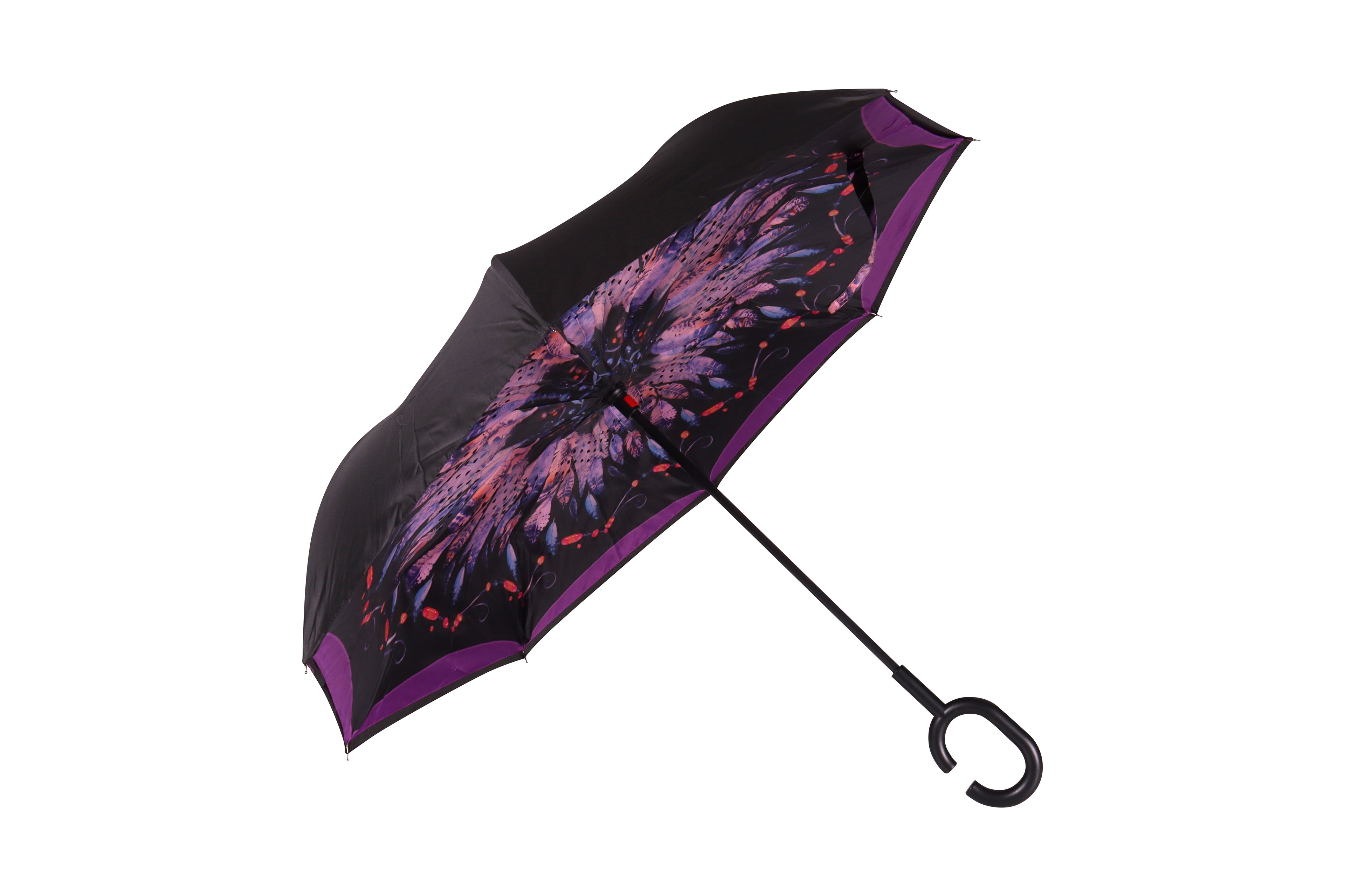 AU-70 - Reversible Umbrella Manual Open Pongee Rubberised Handle