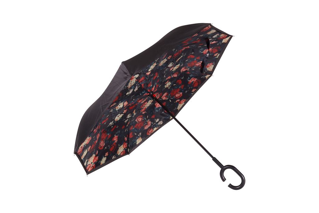 AU-70 - Reversible Umbrella Manual Open Pongee Rubberised Handle