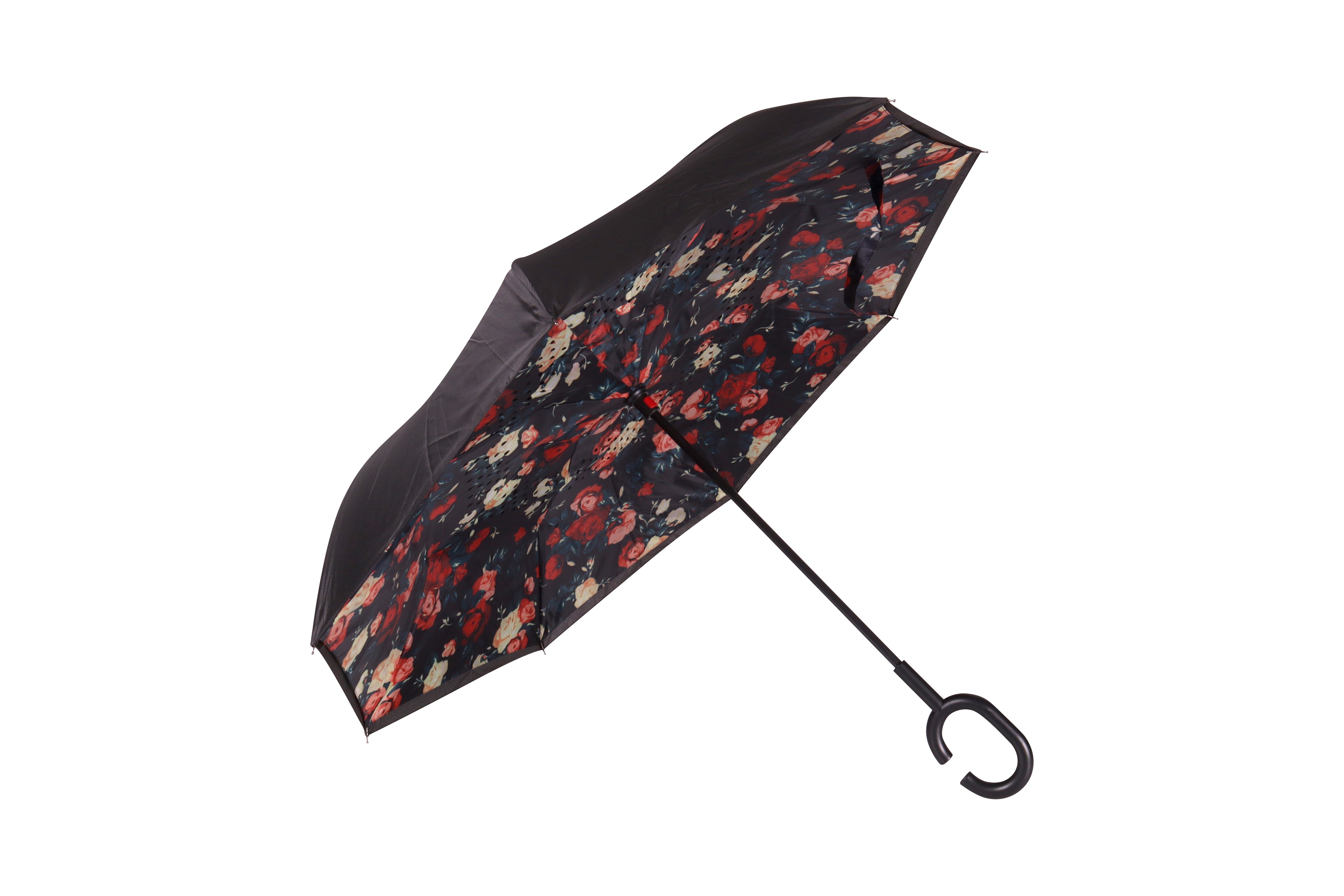 AU-70 - Reversible Umbrella Manual Open Pongee Rubberised Handle