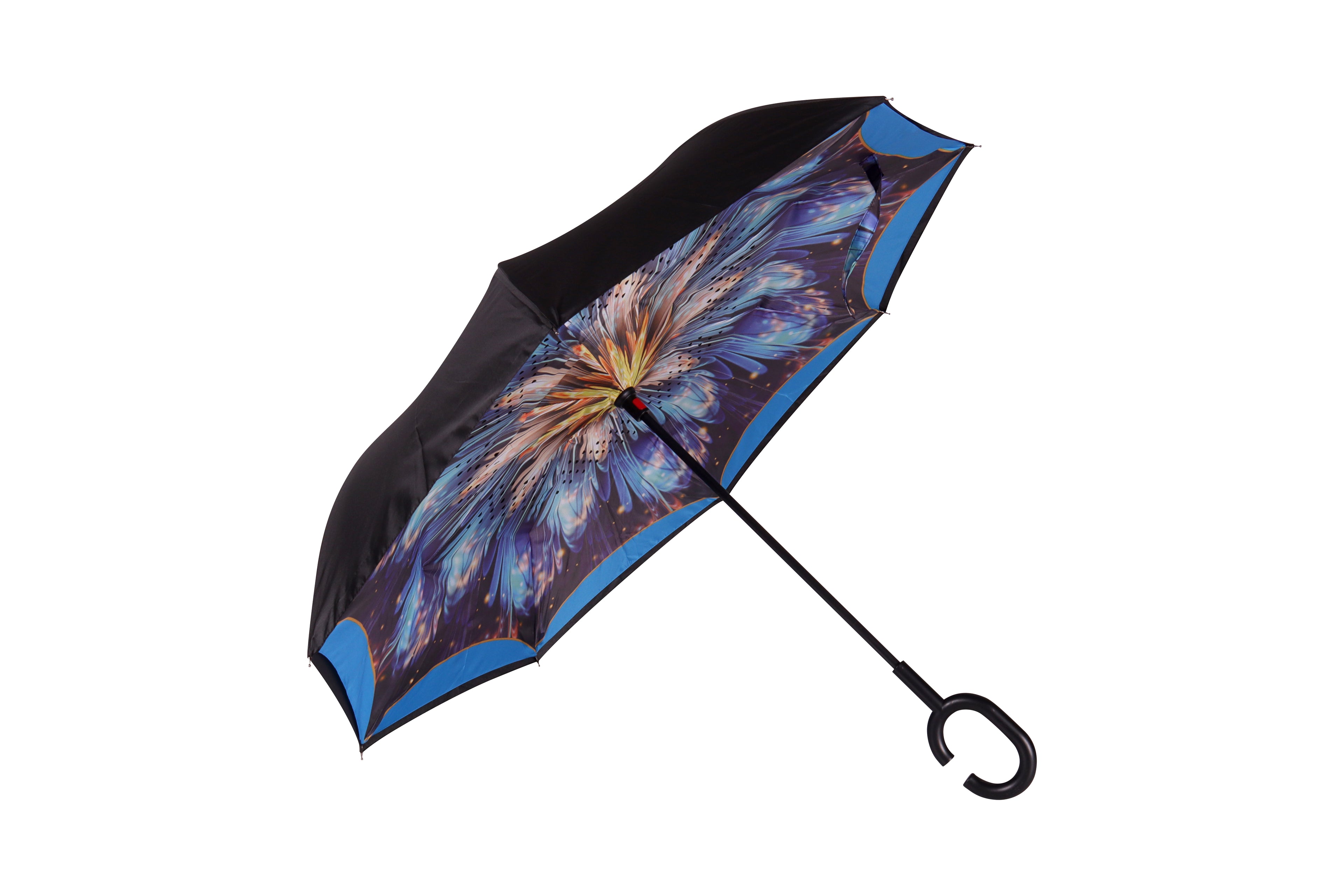AU-70 - Reversible Umbrella Manual Open Pongee Rubberised Handle