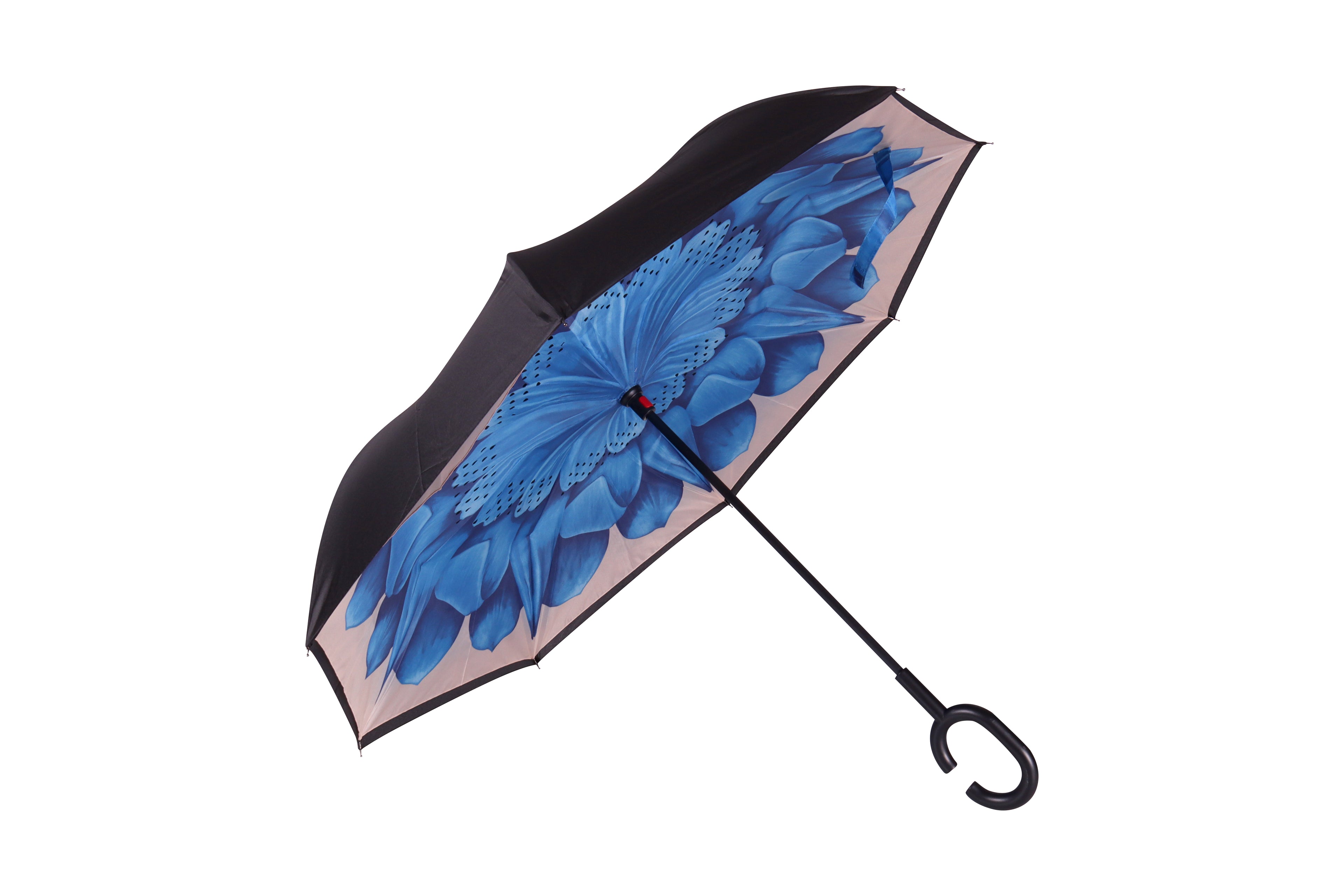 AU-70 - Reversible Umbrella Manual Open Pongee Rubberised Handle