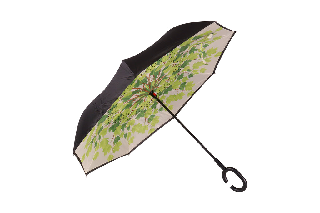 AU-70 - Reversible Umbrella Manual Open Pongee Rubberised Handle