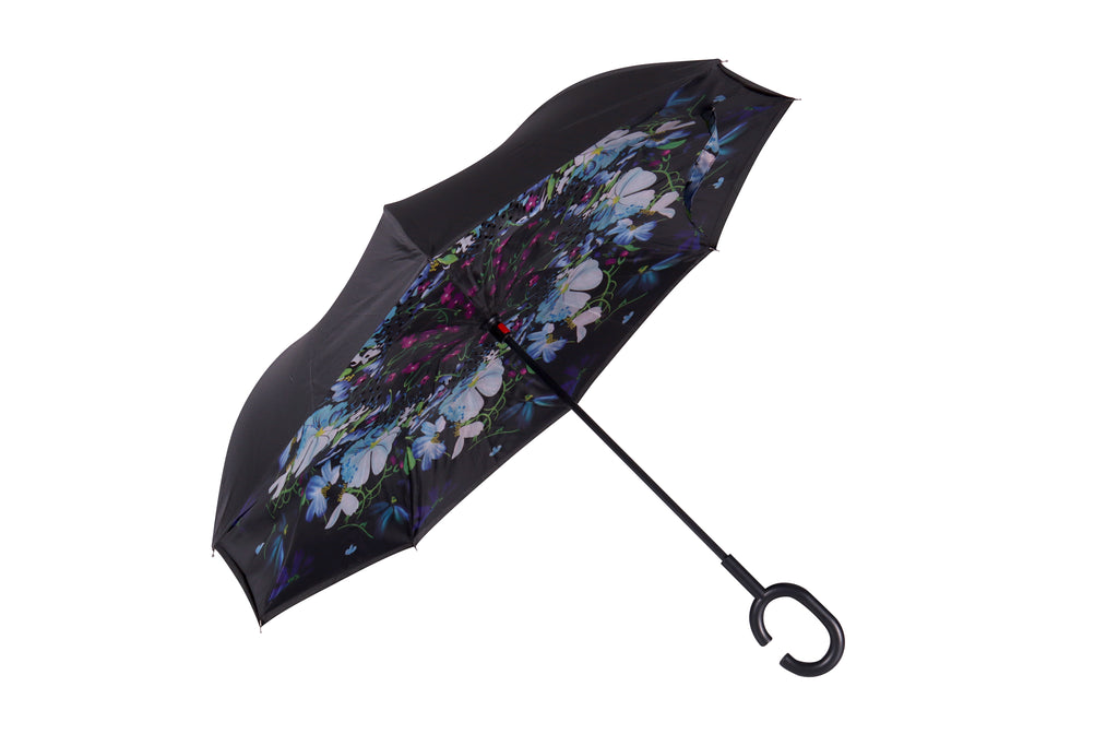 AU-70 - Reversible Umbrella Manual Open Pongee Rubberised Handle