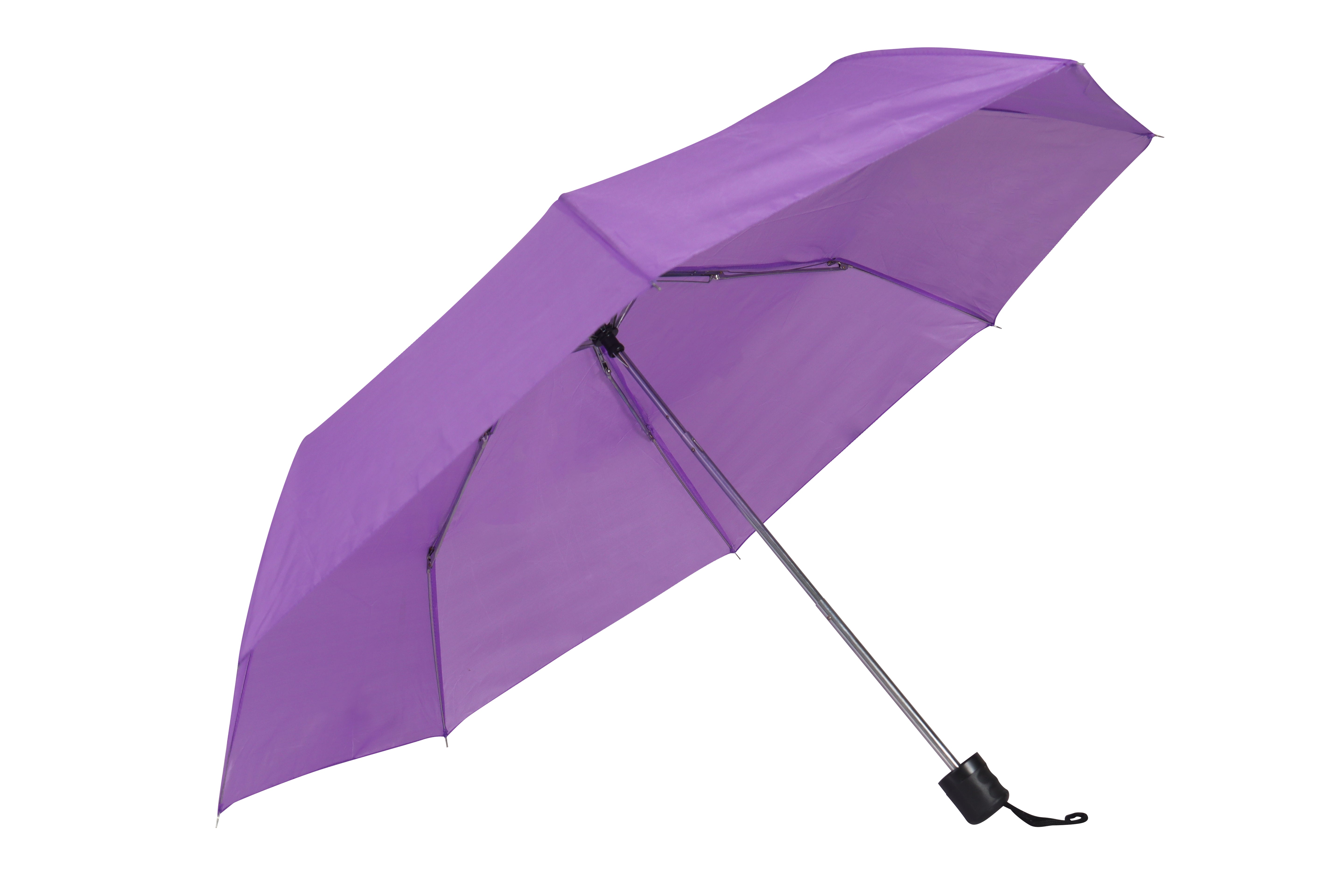 AU-20 - Mini Compact Manual Open Steel Frame Solid Colour with Plastic Handle - Purple Colour Main image