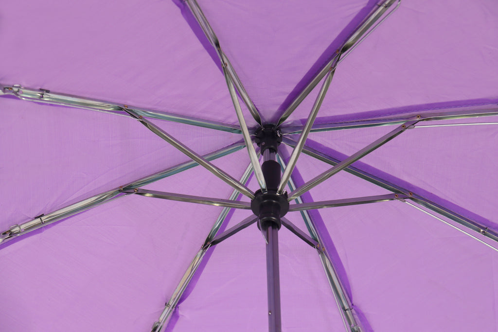 AU-20 - Mini Compact Manual Open Steel Frame Solid Colour with Plastic Handle - Purple Colour