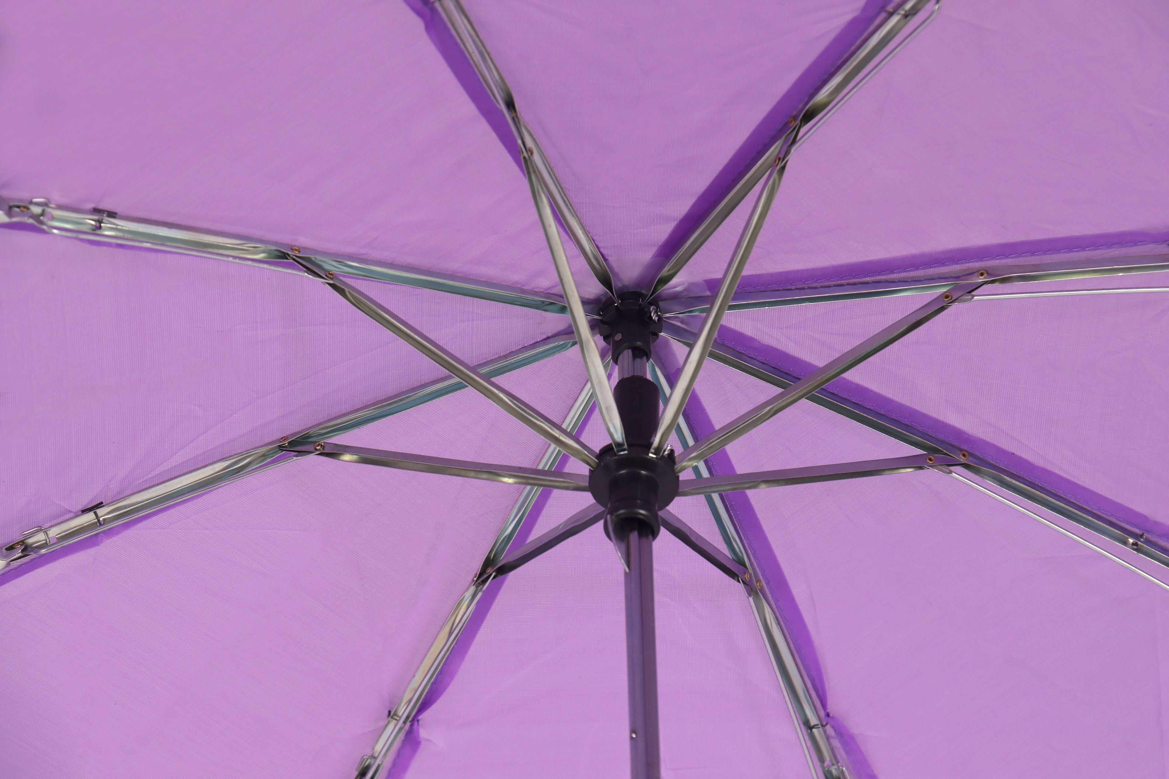AU-20 - Mini Compact Manual Open Steel Frame Solid Colour with Plastic Handle - Purple Colour