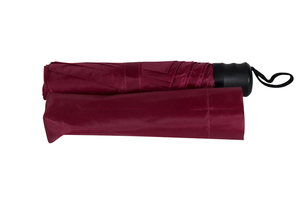 AU-20 - Mini Compact Manual Open Steel Frame Solid Colour with Plastic Handle - Maroon Colour