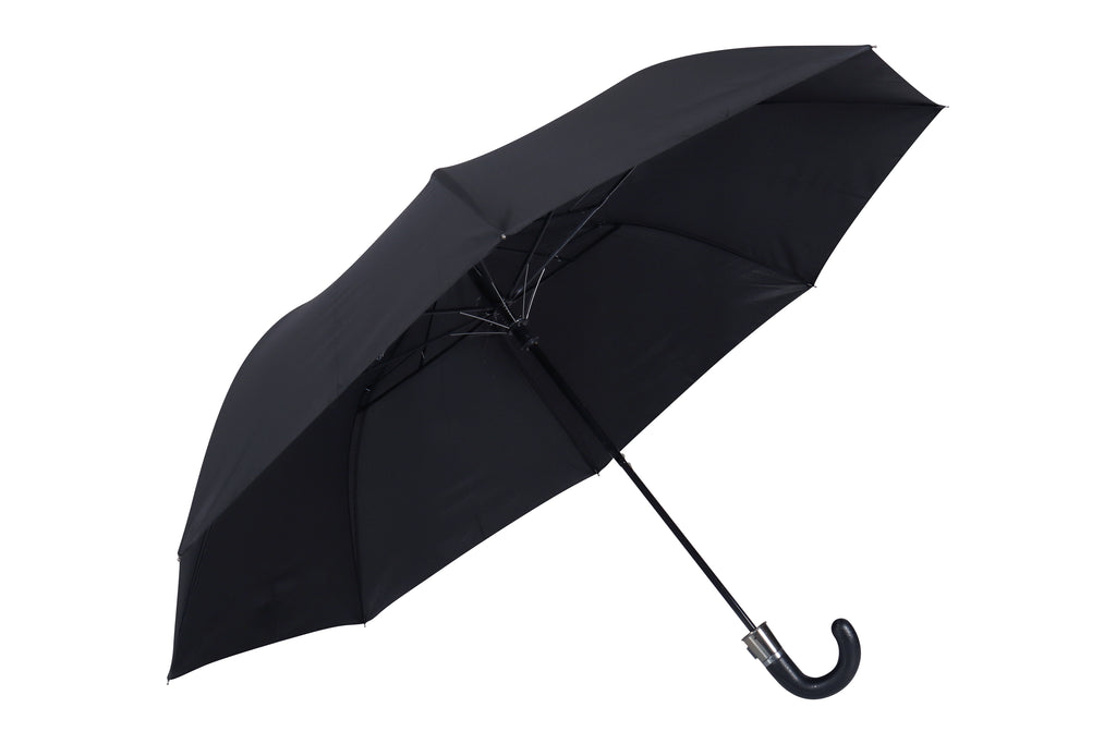 AU-18: Gent Compact Auto Open Steel Frame Solid Colour with Black Leather Hook Handle
