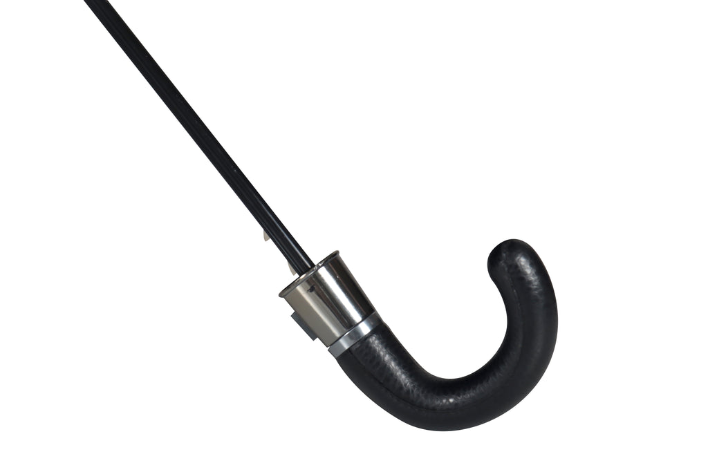 AU-18: Gent Compact Auto Open Steel Frame Solid Colour with Black Leather Hook Handle