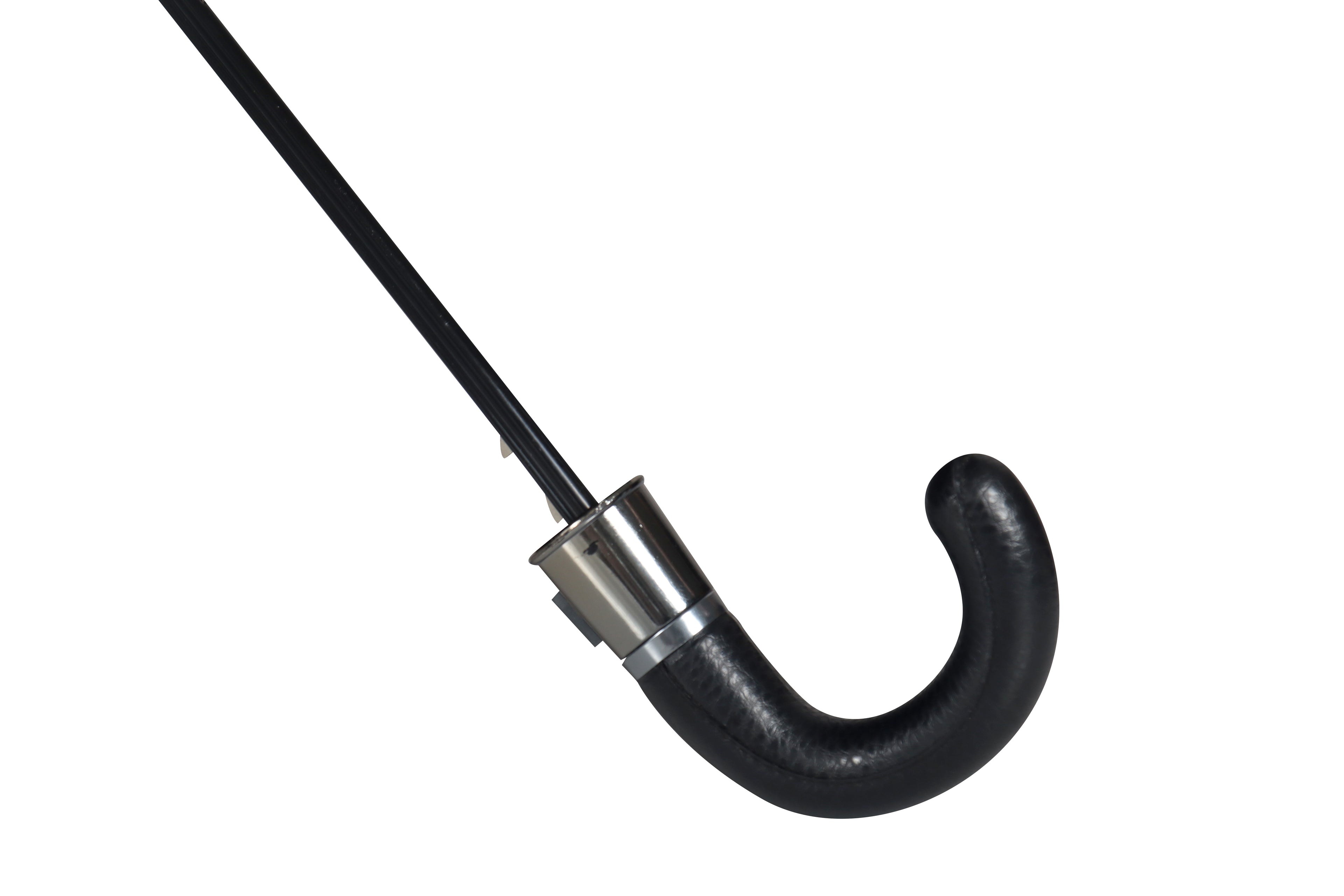 AU-18: Gent Compact Auto Open Steel Frame Solid Colour with Black Leather Hook Handle