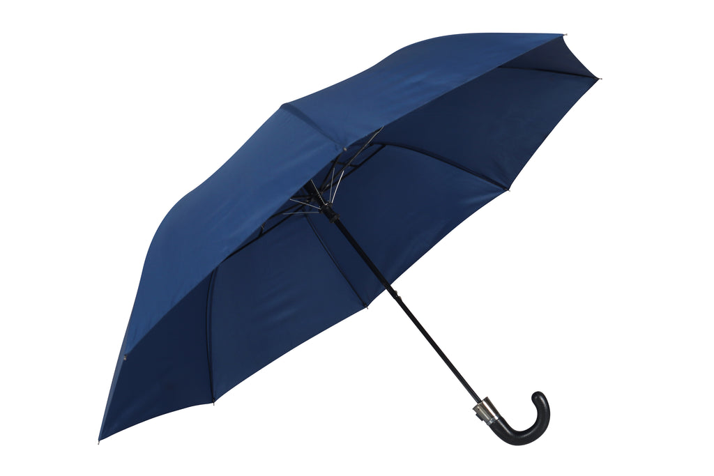 AU-18: Gent Compact Auto Open Steel Frame Solid Colour with Black Leather Hook Handle